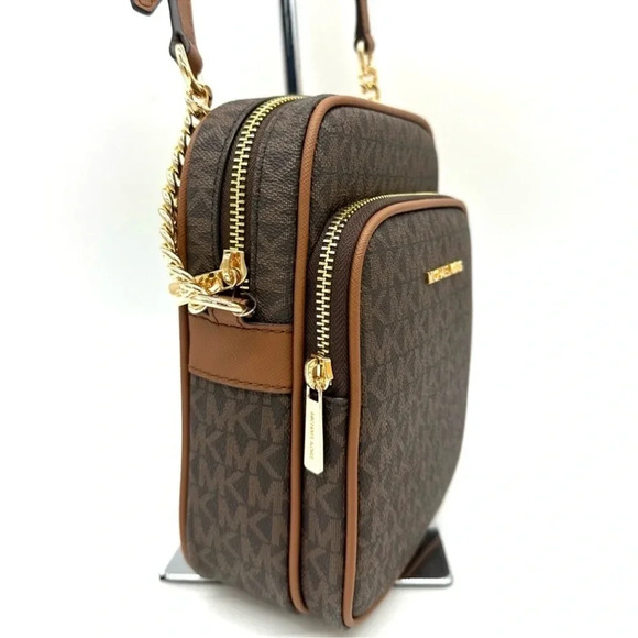 Michael Kors Medium NS Chain Xbody Bag Brown/Gold - Picture 5 of 10